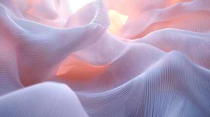 Obraz premium Soft fabric waves, sunset light, background blur, website design