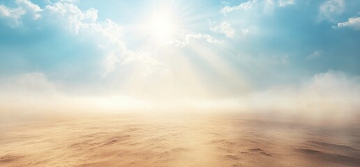 Desert Sandstorm Sunlit Sky, Hazy Horizon