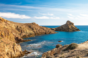 Cala de las Sirenas und Punta Baja im Naturpark del Cabo de Gata-Níjar, Provinz Almería, Autonome...