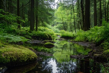 Obraz premium Earth Day with forests, wildlife, and rivers