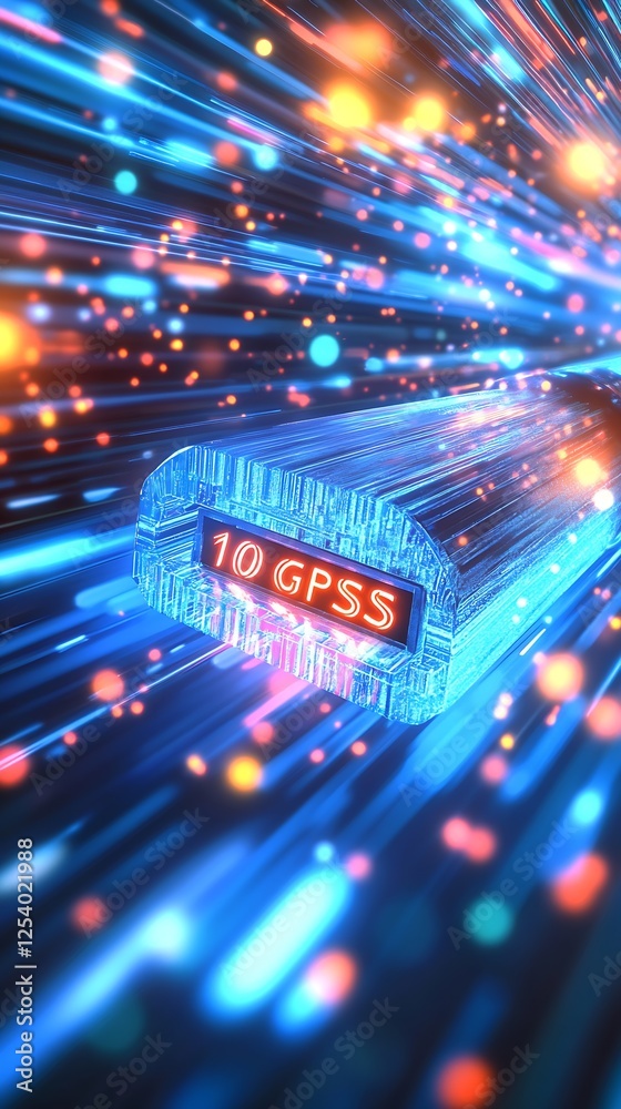 Leinwandbilder futuristic visualization of high-speed data transfer represented by glowing vibrant colors and eleme