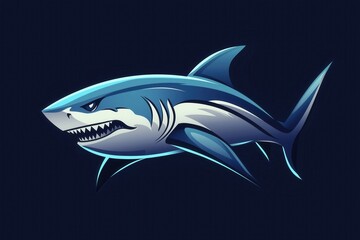 Obraz premium Colorful Cartoon Shark Illustration in Vector Art: Oceanic Predator in Dynamic Pose - Creative Marine Life Graphic Design