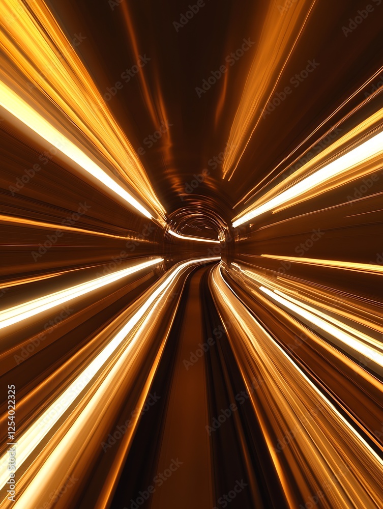 Fototapete stunning light patterns form a vivid cascade while speeding through a vibrant tunnel at night : gene