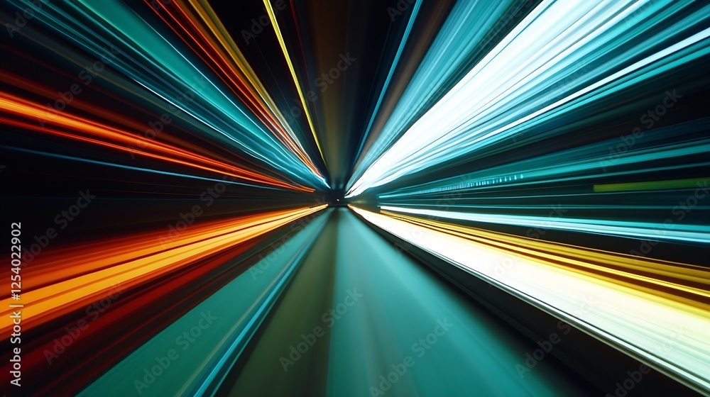 Poster Captivating Burst of Colors and Light Representing Speed and Motion in Contemporary City Life : Generative AI