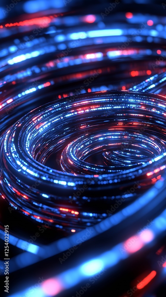 Aufkleber stunning abstract close-up of spiraling blue and red glowing tubes illuminated in a dark space : gen