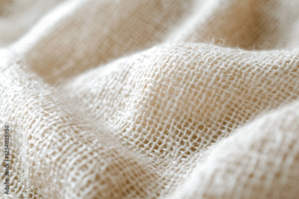 Aufkleber soft beige fabric captured in detail revealing its intricate weave and gentle texture : generative a