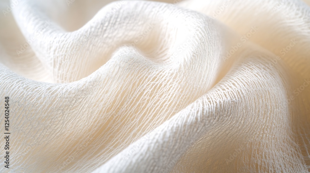 Aufkleber soft white fabric showcasing delicate textures and gentle curves in warm light : generative ai