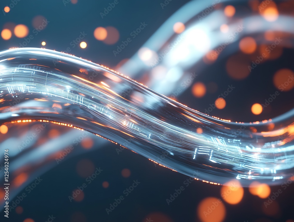 Poster Elegant and intricate wave pattern illuminated with glowing elements for a futuristic feel : Generative AI