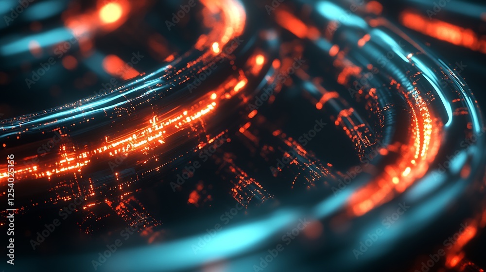 Leinwandbilder Intricate View of Illuminated Neon Curves Creating a Breathtaking Visual Effect : Generative AI