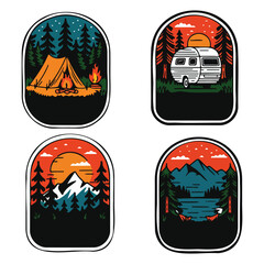 Outdoor Adventure Patches - Retro Camping Logos for Nature Lovers