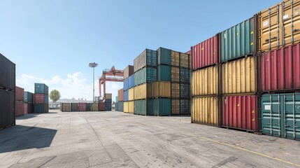 Colorful Shipping Containers At A Busy Port