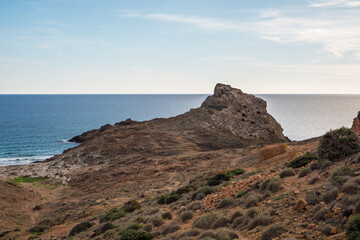 Im Naturpark del Cabo de Gata-Nijar mit Blick auf das Mittelmeer, Provinz Almería, Autonome...