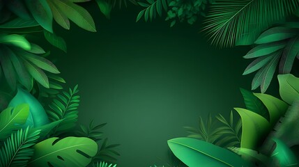 Obraz premium Lush green foliage frame, jungle background