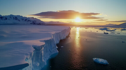 Fototapeta premium Fading Giants: Aerial View of a Melting Arctic Glacier