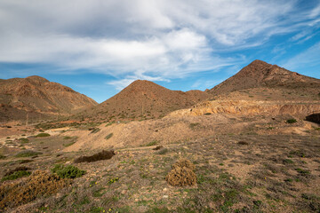 Berge im Naturpark del Cabo de Gata-Nijar, Provinz Almería, Autonome Gemeinschaft Andalusien, Spanien