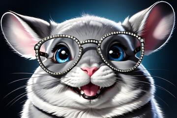Naklejka premium A playful cat wearing stylish glasses and shimmering accessories, creating a fun character.