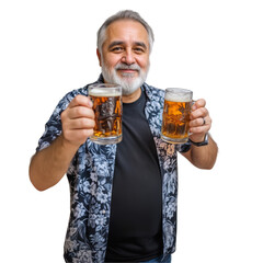 A man holding two beers