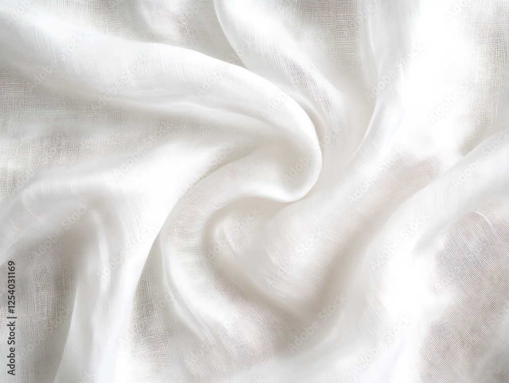 Aufkleber Beautiful White Fabric Draped and Curled to Create a Soft and Warm Feeling in Any Space : Generative AI