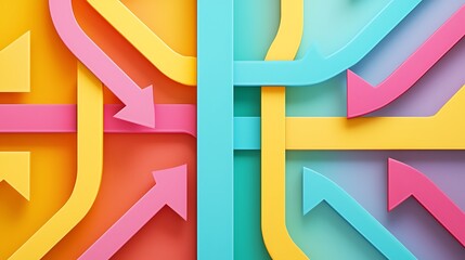 Interconnected geometric arrows creating a flow team synergy