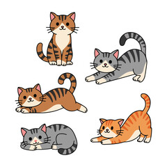 Obraz premium Cute Cartoon Cat Illustrations - Adorable Playful Kittens in Digital Art and Vector Graphics