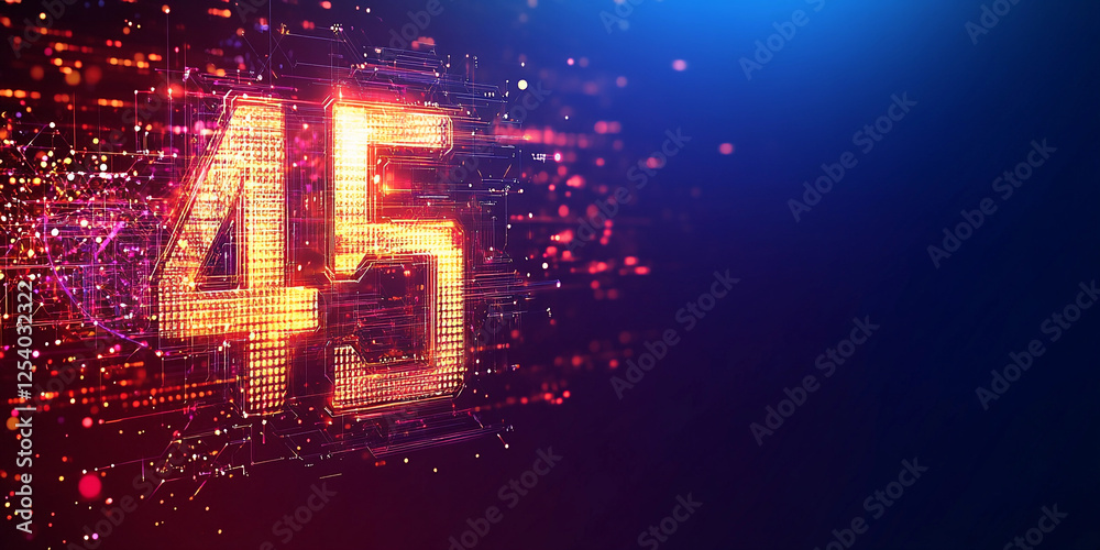 Aufkleber colorful digital display showing the number 45 in vibrant lights