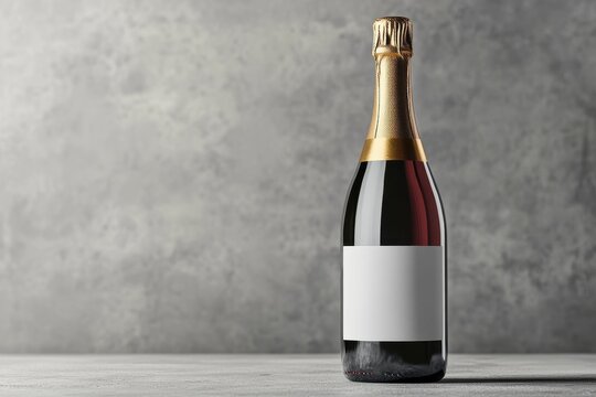Elegant sparkling wine bottle with blank label for branding or celebration