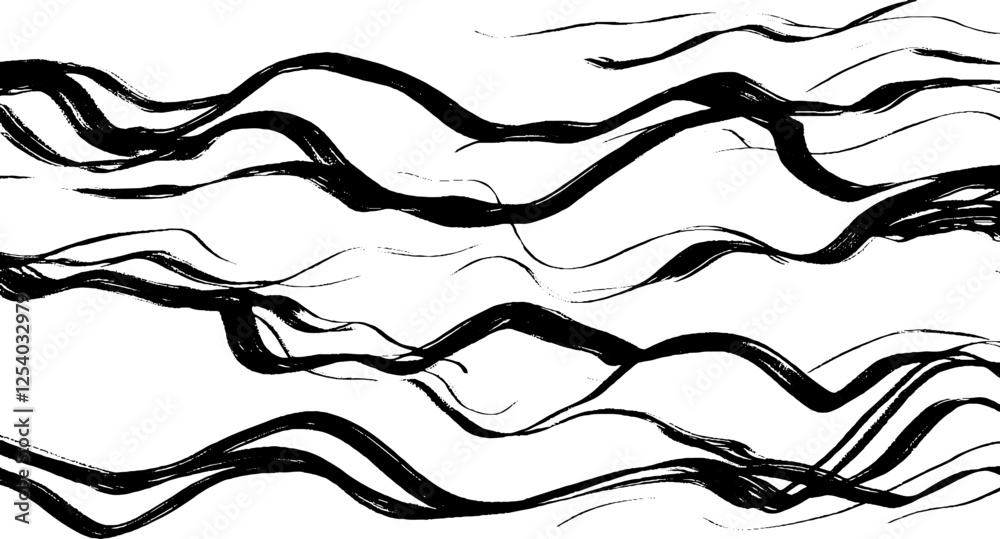 Leinwandbilder a series of dynamic, flowing black lines on a white background, creating a sense of movement and rhy