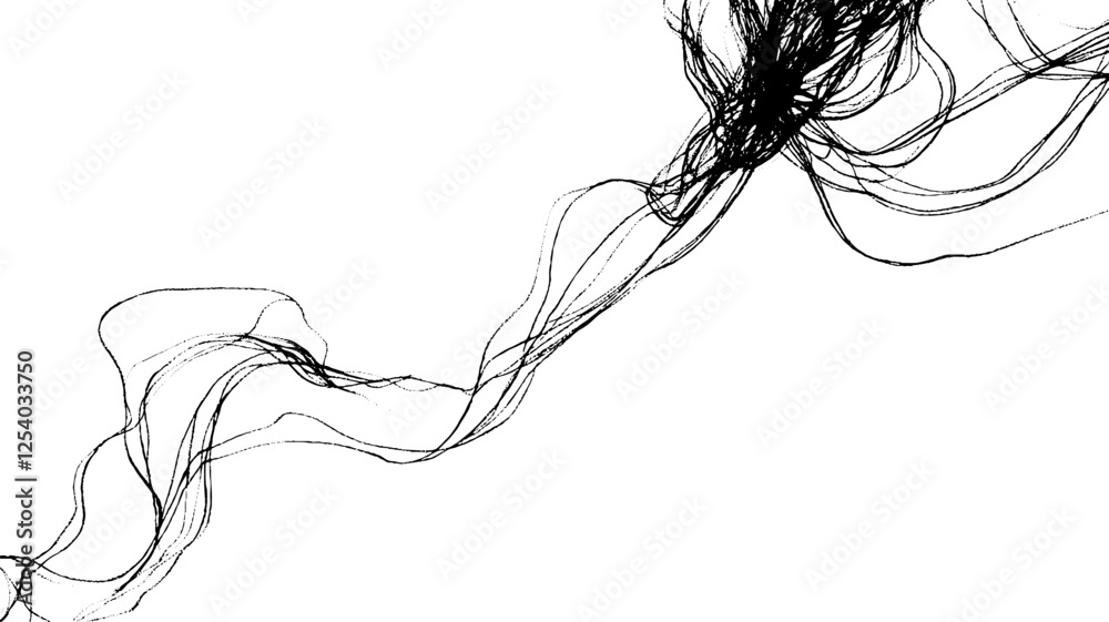 Fototapete an abstract illustration featuring flowing black lines on a white background, creating a sense of mo