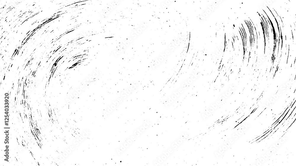 Fototapete abstract black and white texture with swirling brush strokes and speckles, creating a dynamic and ar