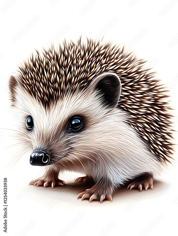 Poster adorable hedgehog with shiny eyes showcasing fine detail and a captivating appearance in a playful p