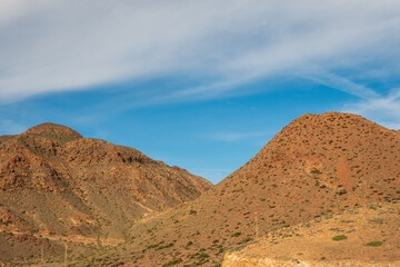 Berge im Naturpark del Cabo de Gata-Nijar, Provinz Almería, Autonome Gemeinschaft Andalusien, Spanien