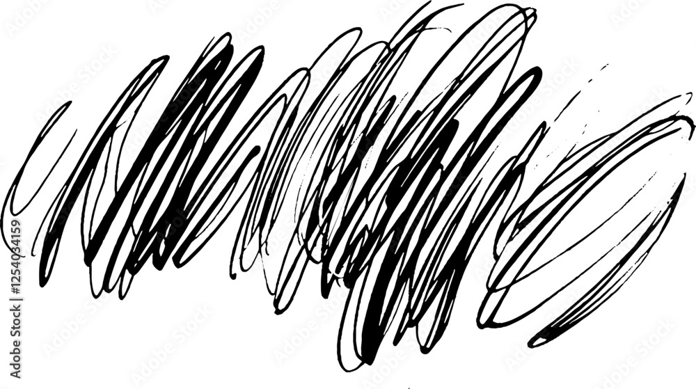 Fototapete a chaotic, abstract pattern of overlapping black lines on a white background, creating a sense of mo