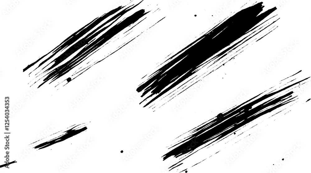 Fototapete abstract black paint strokes on a white background, creating a dynamic and artistic effect. suitable