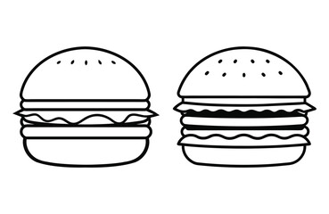 Fototapeta premium Burger Food Icon Vector Line art Design