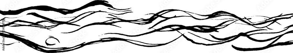 Fototapete an abstract black and white illustration featuring flowing lines that resemble waves or water curren
