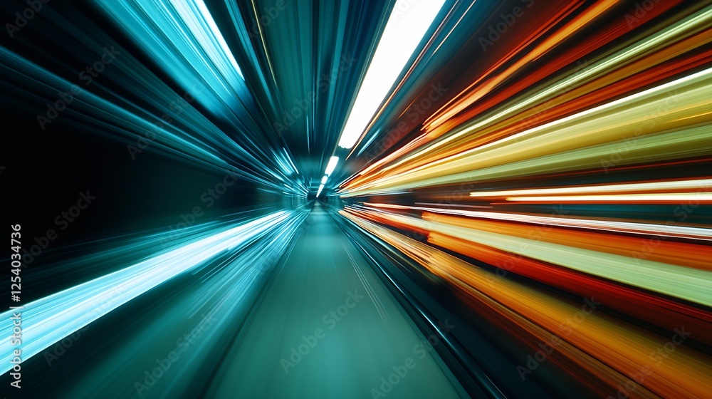 Leinwandbilder vibrant light lines creating stunning visual effects of motion and speed in an urban setting : gener