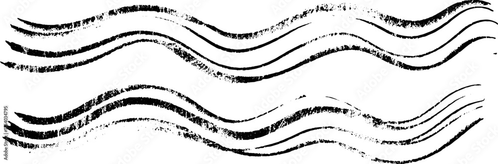 Fototapete a series of abstract black brush strokes creating wavy lines on a white background. the strokes vary