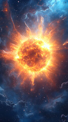 Spectacular Solar Explosion: Celestial Event in Vibrant Cosmic Universe