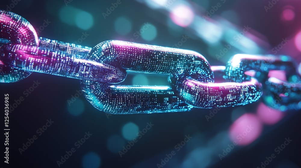 Poster Detailed view of a colorful digital link showcasing futuristic technology and design : Generative AI
