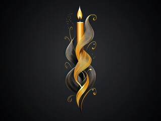 A warm light radiates from a burning candle surrounded by elegant swirling designs, symbolizing faith and hope in a spiritual setting during important Christian events