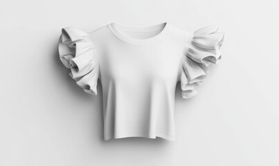 White ruffle sleeve blouse, studio shot, apparel mockup, online store