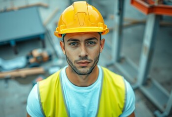 Photorealistic portrait of a male constructor worker