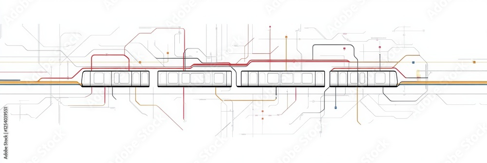 Fototapete metro station layout with a detailed subway map showing routes and passenger transport options. gene