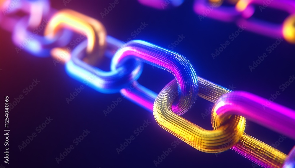 Poster Stylish Colorful Chain Links on a Dark Background Representing Modern Interconnectivity : Generative AI