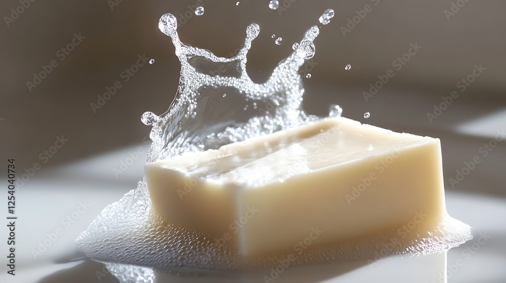 Aufkleber dynamic image of soap bar with water splash capturing a moment of refreshing cleanliness and purity 