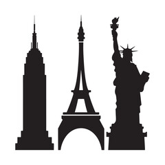 City Building Icons - Skyscrapers, Towers, and Landmark Architecture Designs