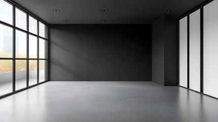 Obraz premium Modern empty room, city view, sunlight