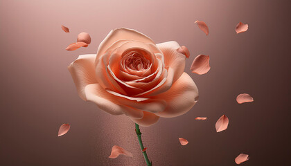 a rose falling against a minimalist abstract background conveying the topic of affection