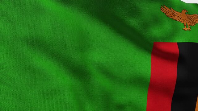 High detailed flag of Zambia. National Zambia flag. Africa. 3D Render.