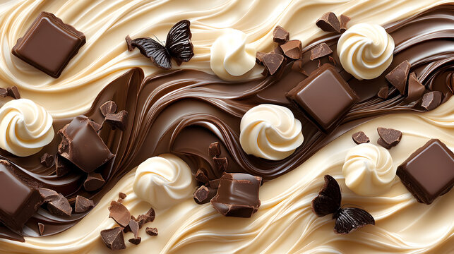 Delectable Chocolate Cream Swirls: A Gourmet Dessert for Indulgence and Visual Appeal